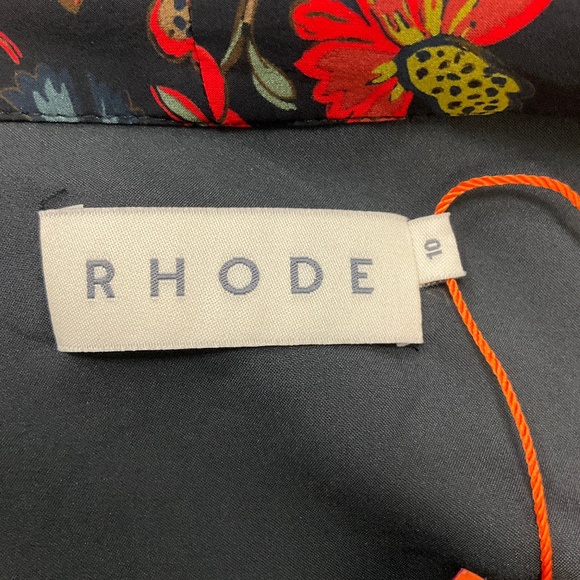 RHODE BLACK / RED POLLY FLORAL CUT OUT TIE NECK MIDI DRESS - Picture 4 of 5